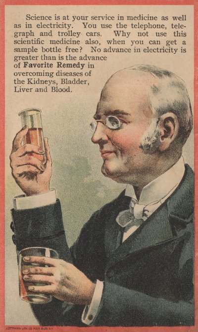 Advertisement for Favorite Remedy, Treatment for Diseases of the Kidneys, Bladder, Liver and Blood by American School